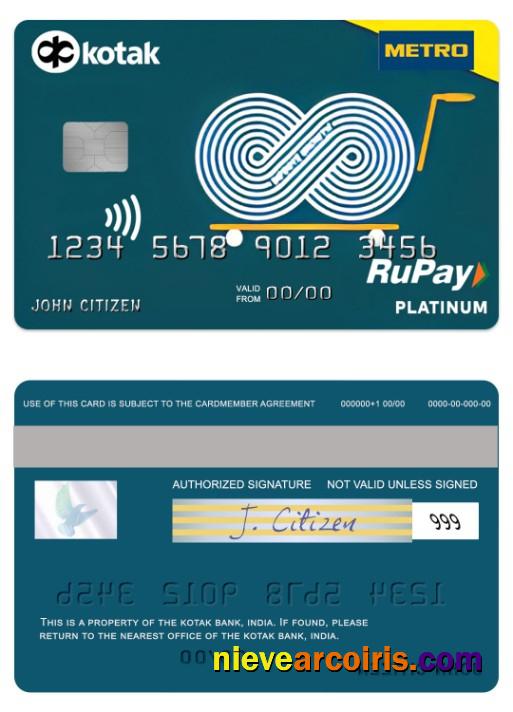 India Kotak Bank Metro Cash & Carry RuPay platinum card
